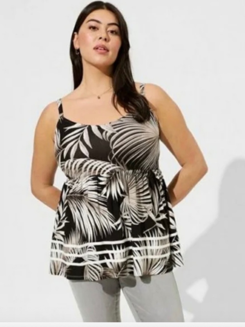 SUPER SOFT PALMS BABYDOLL TOP - NEW - NO TAGS